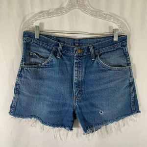 Rustler Shorts Women's 34 Medium Wash 100% Cotton Bull Paint Pockets Button